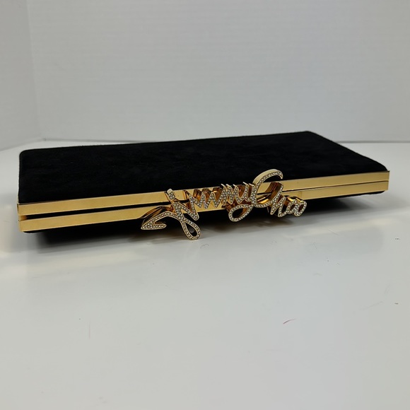 JIMMY CHOO SUEDE CELESTE WITH JIMMY CHOO CRYSTAL CLASP CLUTCH - Picture 9 of 13